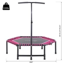 Mini Trampoline De Soozier Hexagone De 4 pi Pliable Avec Guidon En T, Rose -Outsunnies Boutique 330928747 AlternateImage2 l