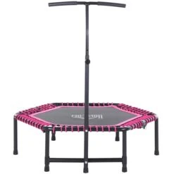 Mini Trampoline De Soozier Hexagone De 4 pi Pliable Avec Guidon En T, Rose