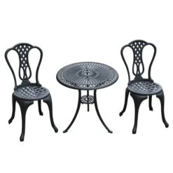 Ensemble Pour Le Patio De Style Bistro Par Outsunny Avec Cadre Noir, 3 Pièces