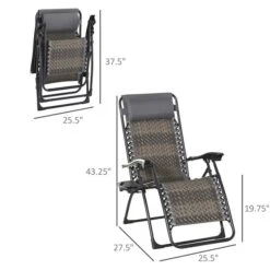 Chaise Stationnaire Zéro-gravité Outsunny En Métal Gris Avec Assise En Rotin Tressé 9 Chaise Stationnaire Zéro-gravité Outsunny En Métal Gris Avec Assise En Rotin Tressé -Outsunnies Boutique 330932347 AlternateImage2 l