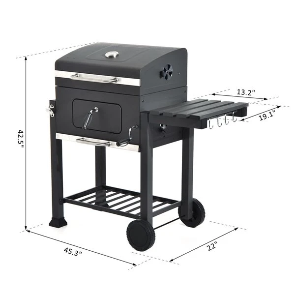 Barbecue Au Charbon Portatif Gris Outsunny De 14 1/2 Po Avec Tablette Inférieure 5 Barbecue Au Charbon Portatif Gris Outsunny De 14 1/2 Po Avec Tablette Inférieure – Image 3