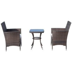 Ensemble Pour Le Patio De Style Bistro Par Outsunny Avec Cadre Brun Et Coussins Blancs, 3 Pièces -Outsunnies Boutique 330932354 AlternateImage8 l