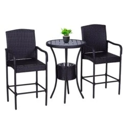 Ensemble Pour Le Patio De Style Bistro Par Outsunny Avec Cadre Brun Foncé, 3 Pièces