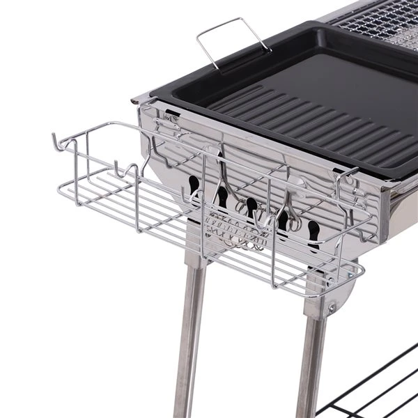 Barbecue Au Charbon Pliable Outsunny De 41 po En Acier Inoxydable Avec évents D'aération 7 Barbecue Au Charbon Pliable Outsunny De 41 po En Acier Inoxydable Avec évents D'aération – Image 5