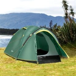 Tente De Camping Outsunny En Polyester Vert Avec Vestibule -Outsunnies Boutique 330932458 AlternateImage1 l