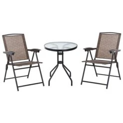 Ensemble Pour Le Patio Par Outsunny De Style Bistro Avec Cadre Brun, 3 Pièces