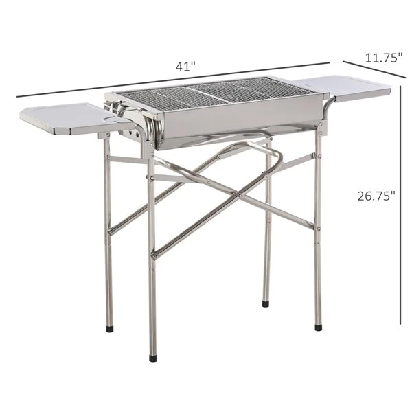 Barbecue Au Charbon Pliable Outsunny En Acier Inoxydable Avec Tablette Latérale Amovible 5 Barbecue Au Charbon Pliable Outsunny En Acier Inoxydable Avec Tablette Latérale Amovible – Image 3