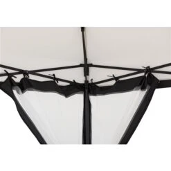 Abri De Jardin Rétractable Par Sunjoy En Acier De 11 pi X 11 pi Hexagonal Et Toit En Polyester Avec Moustiquaire, Blanc/noir -Outsunnies Boutique 330936684 AlternateImage3 l