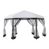 Abri De Jardin Rétractable Par Sunjoy En Acier De 11 pi X 11 pi Hexagonal Et Toit En Polyester Avec Moustiquaire, Blanc/noir -Outsunnies Boutique 330936684 MainImage 001 l