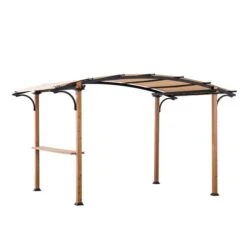 Pergola Sur Pieds Sunjoy De 10 pi X 7,7 pi En Acier Brun Et Noir Avec Auvent Brun Clair