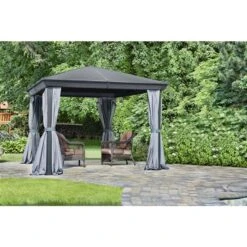 Abri De Jardin Carré Permanent Venus Par Gazebo Penguin En Métal Gris De 10 Pi X 10 Pi Avec Toit En Acier -Outsunnies Boutique 330939556 AlternateImage2 l