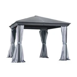 Abri De Jardin Carré Permanent Venus Par Gazebo Penguin En Métal Gris De 10 Pi X 10 Pi Avec Toit En Acier