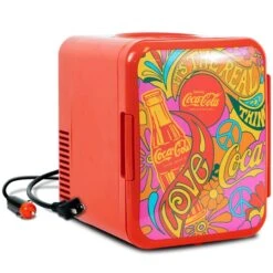 Mini Réfrigérateur Autoportant Peace 1971 Par Coca-Cola Rouge De 0,14 Pi3