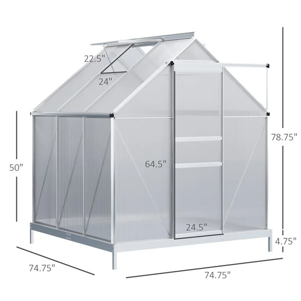 Serre Prêt-à-monter Outsunny De 6,2 Pi L. X 6,2 Pi L. X 6,6 Pi H. 4 Serre Prêt-à-monter Outsunny De 6,2 Pi L. X 6,2 Pi L. X 6,6 Pi H. – Image 2