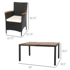 Ensemble à Dîner Pour Patio Outsunny En Rotin De PE Noir Avec Coussins Crèmes, 7 Pièces 7 Ensemble à Dîner Pour Patio Outsunny En Rotin De PE Noir Avec Coussins Crèmes, 7 Pièces -Outsunnies Boutique 330951169 AlternateImage2 l