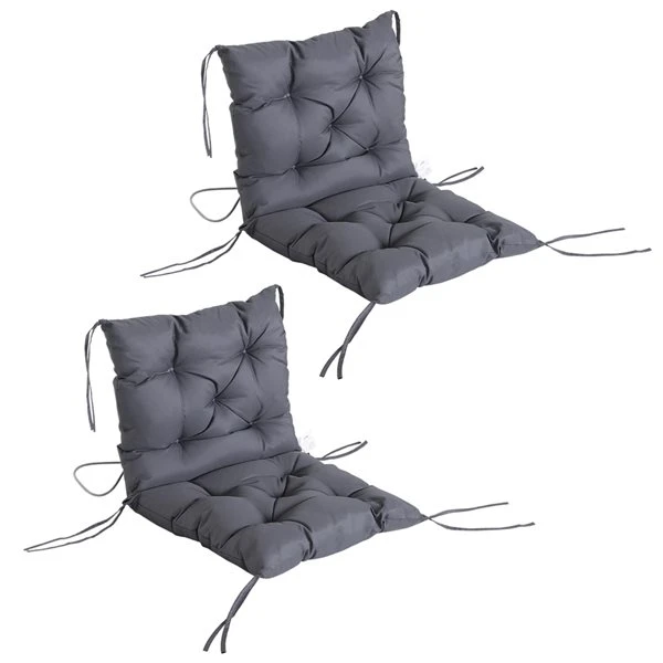 Coussins Gris Résistants à L'eau Pour Chaise Outsunny En Polyester Avec Dossier, Ensemble De 2 3 Coussins Gris Résistants à L'eau Pour Chaise Outsunny En Polyester Avec Dossier, Ensemble De 2