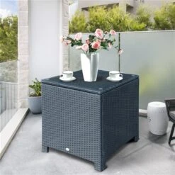 Table Basse Carrée Pour L'extérieur Outsunny En Rotin Avec Plateau En Verre -Outsunnies Boutique 330951238 AlternateImage2 l
