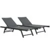 Chaises Longues Empilables Chrome Noir Urban Par Vivere En Acrylique Avec Dossier Ajustable, Ensemble De 2