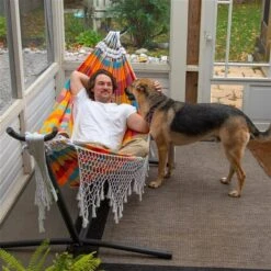 Hamac Brésilien En Coton Carnaval Par Vivere De 10 pi Avec Support -Outsunnies Boutique 330951396 AlternateImage3 l