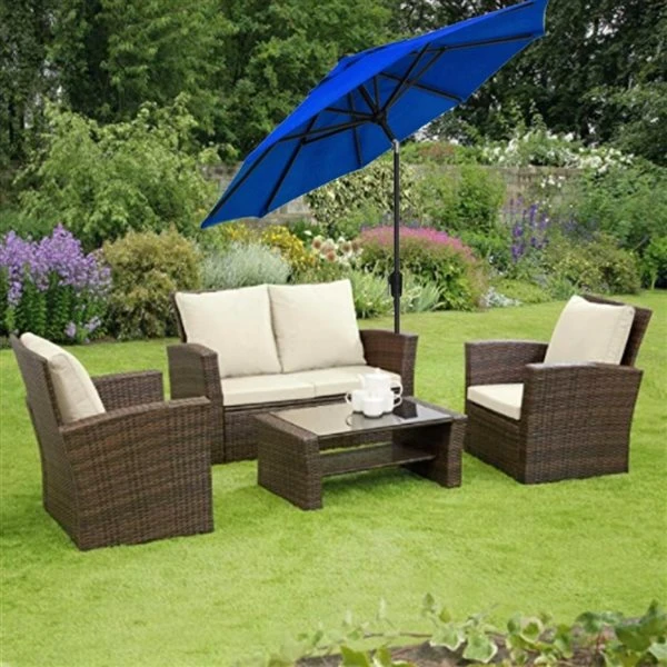 Parasol De Marché ProYard Decor De 9 pi Avec Bouton-poussoir, Bleu Cobalt 7 Parasol De Marché ProYard Decor De 9 pi Avec Bouton-poussoir, Bleu Cobalt – Image 5