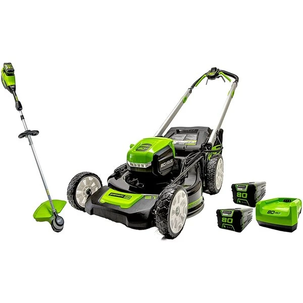 Greenworks Ensemble De Tondeuse à Gazon Autotractée 21 Po Et Coupe-bordure 16 Po Greenwork De 80 V (batteries Et Chargeur Inclus), 5 Piè 3 Greenworks Ensemble De Tondeuse à Gazon Autotractée 21 Po Et Coupe-bordure 16 Po Greenwork De 80 V (batteries Et Chargeur Inclus), 5 Piè
