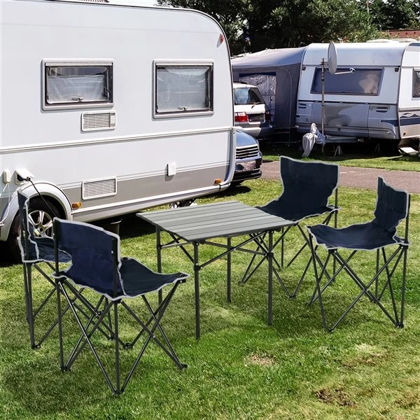 Ensemble De Mobilier De Camping Pliable 5 Pièces Par Outsunny En Aluminium Bleu 4 Ensemble De Mobilier De Camping Pliable 5 Pièces Par Outsunny En Aluminium Bleu – Image 2