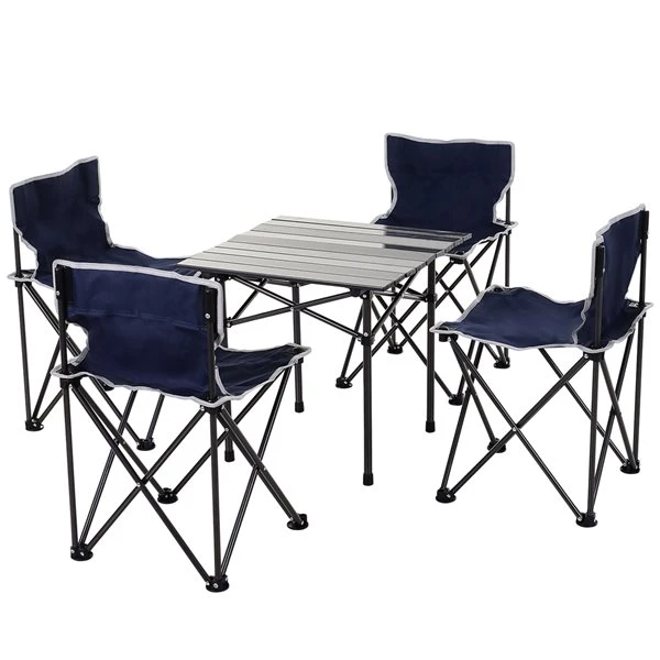 Ensemble De Mobilier De Camping Pliable 5 Pièces Par Outsunny En Aluminium Bleu 3 Ensemble De Mobilier De Camping Pliable 5 Pièces Par Outsunny En Aluminium Bleu