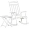 Chaise Berçante Outsunny En Bois Blanc Avec Siège à Lattes Et Table Basse