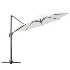 Parasol Suspendu Blanc De 10 Pi Par Outsunny Avec Base Et Manivelle Intégrées