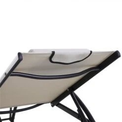 Chaise Longue Inclinable Stationnaire Outsunny En Métal Noir Avec Siège En Maille Beige -Outsunnies Boutique 330979331 AlternateImage5 l