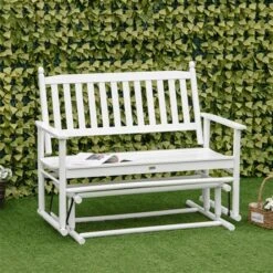 Banc Coulissant Pour L'extérieur Par Outsunny En Bois Blanc Pour 2 Personnes 7 Banc Coulissant Pour L'extérieur Par Outsunny En Bois Blanc Pour 2 Personnes -Outsunnies Boutique 330979362 AlternateImage1 l