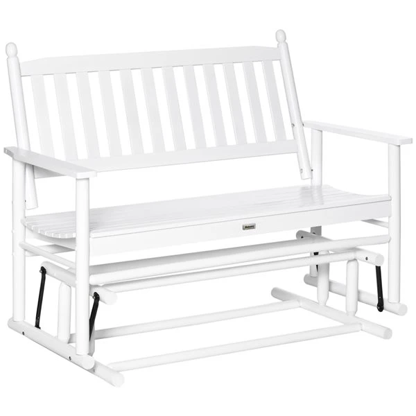 Banc Coulissant Pour L'extérieur Par Outsunny En Bois Blanc Pour 2 Personnes 3 Banc Coulissant Pour L'extérieur Par Outsunny En Bois Blanc Pour 2 Personnes