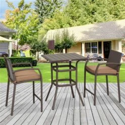 Ensemble Brun Pour Patio De Style Bistro 3 Pièces En Osier Avec Coussins Par Outsunny -Outsunnies Boutique 330979372 AlternateImage1 l