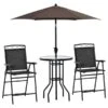 Ensemble De Patio Bar Noir 4 Pièces Avec Parasol Brun Par Outsunny