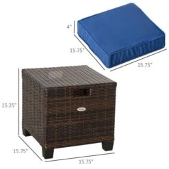 Poufs En Rotin Brun Pour L'extérieur Par Outsunny Avec Coussins Bleus, Ensemble De 2 9 Poufs En Rotin Brun Pour L'extérieur Par Outsunny Avec Coussins Bleus, Ensemble De 2 -Outsunnies Boutique 330979571 AlternateImage2 l