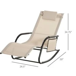 Chaise Berçante Inclinable Outsunny En Métal Noir Avec Siège En Maille Beige -Outsunnies Boutique 330979572 AlternateImage2 l