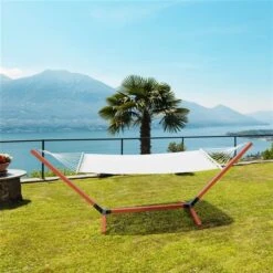Hamac En Tissu Blanc Par Outsunny De 130 Po X 47 Po Avec Support En Bois -Outsunnies Boutique 330989413 AlternateImage1 l