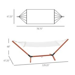 Hamac En Tissu Blanc Par Outsunny De 130 Po X 47 Po Avec Support En Bois -Outsunnies Boutique 330989413 AlternateImage2 l