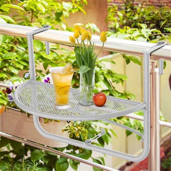 Table En Forme De Demi-lune Pour Le Balcon Par Outsunny De 23,5 po L. X 17,75 po L. 4 Table En Forme De Demi-lune Pour Le Balcon Par Outsunny De 23,5 po L. X 17,75 po L. – Image 2