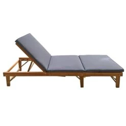 Chaise Longue Pliante En Bois D'acacia De Patioflare, Grise