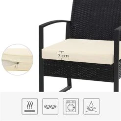 Ensemble De Mobilier Extérieur Beige Bistro De SONGMICS Avec Cadre En Acier Et Coussins, 3 Pièces -Outsunnies Boutique 330994175 AlternateImage3 l