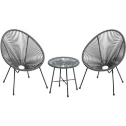 Ensemble De Mobilier Extérieur Gris Acapulco De SONGMICS Avec Cadre En Acier, 3 Pièces