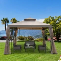 Abri De Jardin Semi-permanent Brun Outsunny Carré En Métal De 10 Pi X 10 Pi Avec Toit En Polyester, Moustiquaire Incluse 10 Abri De Jardin Semi-permanent Brun Outsunny Carré En Métal De 10 Pi X 10 Pi Avec Toit En Polyester, Moustiquaire Incluse -Outsunnies Boutique 331001442 AlternateImage4 l