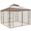 Abri De Jardin Semi-permanent Brun Outsunny Carré En Métal De 10 Pi X 10 Pi Avec Toit En Polyester, Moustiquaire Incluse