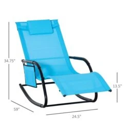 Chaise Longue Bercante Outsunny En Métal Noir Avec Siège à Sangle Bleu -Outsunnies Boutique 331001465 AlternateImage2 l