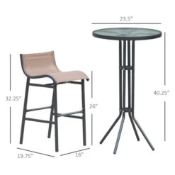 Ensemble De Salle à Manger Extérieur Brun Outsunny à Hauteur De Bar Avec Cadre En Acier, 3 Pièces -Outsunnies Boutique 331001466 AlternateImage2 l