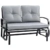Fauteuil Coulissant Extérieur Pour 2 Personnes Outsunny En Acier Avec Coussins Gris Clair
