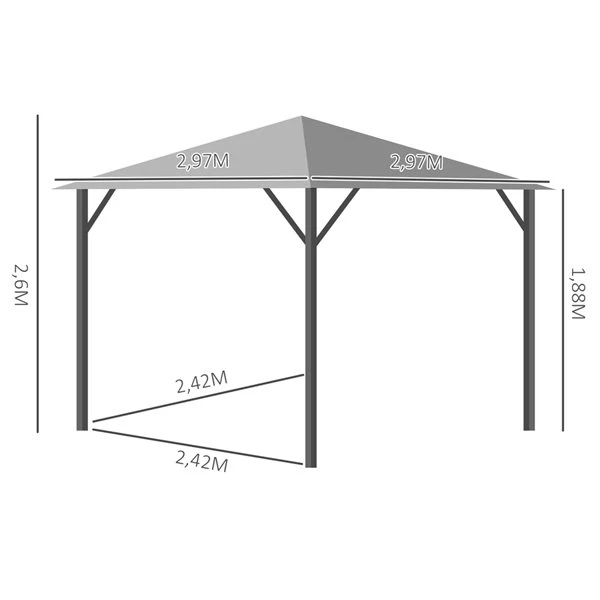 Abri De Jardin Semi-permanent Gris Outsunny Carré En Métal De 10 Pi X 10 Pi Avec Toit En Polyester 4 Abri De Jardin Semi-permanent Gris Outsunny Carré En Métal De 10 Pi X 10 Pi Avec Toit En Polyester – Image 2