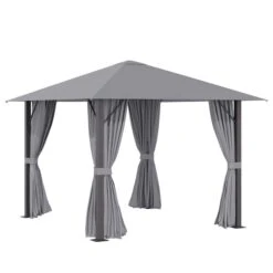 Abri De Jardin Semi-permanent Gris Outsunny Carré En Métal De 10 Pi X 10 Pi Avec Toit En Polyester