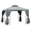 Abri De Jardin Semi-permanent Gris Foncé Outsunny Carré En Métal De 10 Pi X 10 Pi Avec Toit En Polyester